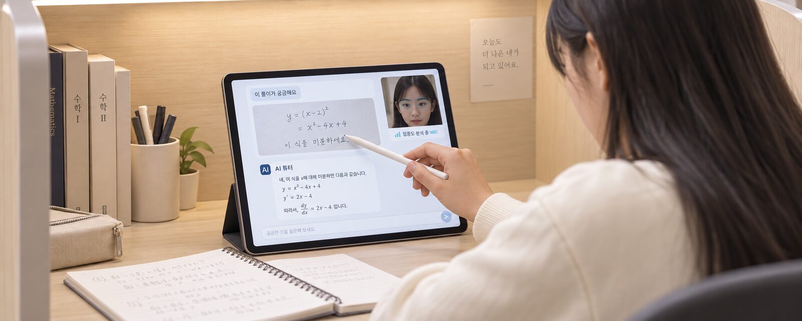 다인에듀 태블릿으로 학습하는 모습